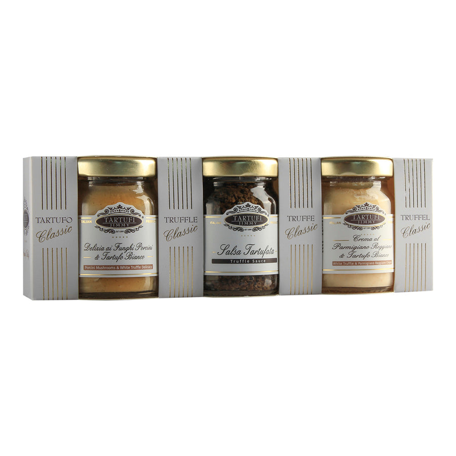 Black Truffle Trio – 3 premium gourmet sauces (50g each), featuring Pecorino Romano & Black Truffle Cream, Black Truffle Sauce, and Black Truffle Velvety Cream